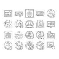 registration login website form icons set vector