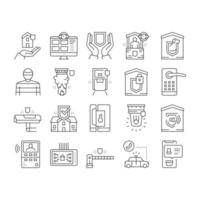 Home Security Device Collection Icons Set Vector