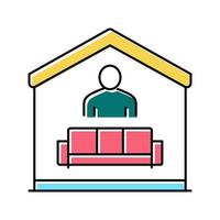 sitting on sofa color icon vector illustration