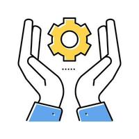 hand hold gear color icon vector illustration