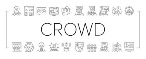 Crowdsourcing Business Collection Icons Set Vector Illustration