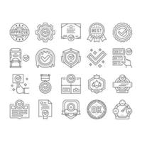 Quality Approve Mark And Medal Icons Set Vector