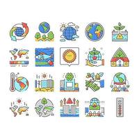 Climate Change And Environment Icons Set Vector