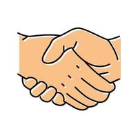 handshake with hand color icon vector illustration