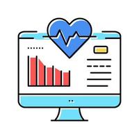 computadora corazón cardio color icono vector ilustración