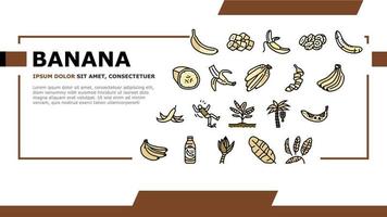 plátano fruta comida amarillo blanco aterrizaje encabezado vector