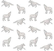 Vector seamless pattern of wolf