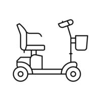 Ilustración de vector de icono de línea de conducción médica scooter