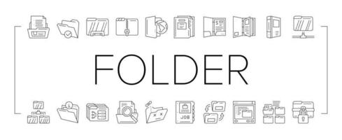 folder paper business file empty icons set vector