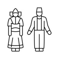 Ilustración de vector de icono de línea de ropa nacional holandesa