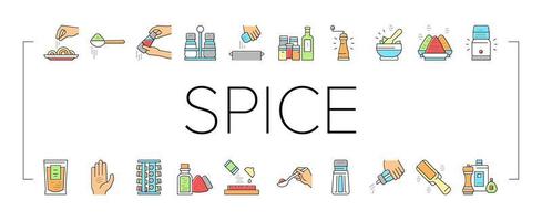 Spice Condiment Herb Collection Icons Set Vector