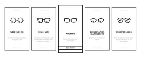 glasses optical style frame onboarding icons set vector