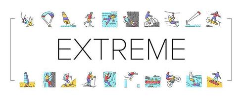 Extreme Sport Sportsman Activity Icons Set Vector