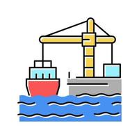 crane loader port machine color icon vector illustration