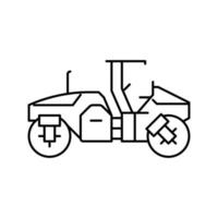 Ilustración de vector de icono de línea de vehículo de construcción de rodillo de tambor