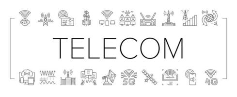 Telecommunication Technology Icons Set Vector
