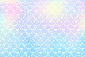 Mermaid holographic background in fantasy style with scales. Unicorn pink gradient texture. Sea fish kawaii vector backdrop.