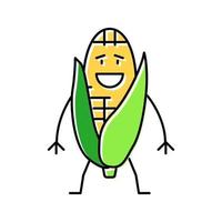 corn character color icon vector illustration