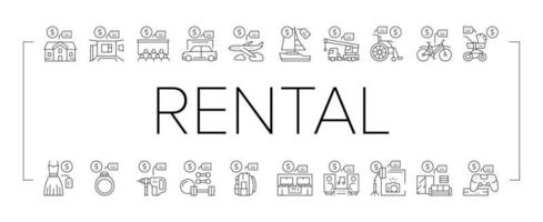 Rental Service Business Collection Icons Set Vector