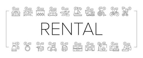 Rental Service Business Collection Icons Set Vector