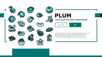 plum fruit green red prune landing header vector