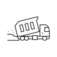 truck pouring building materials line icon vector illustration