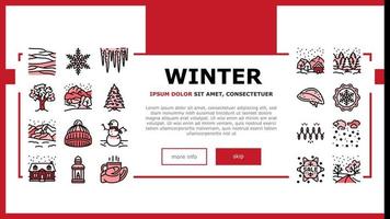 winter snow season nature landing header vector