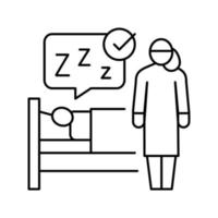 watching sleeping child line icon vector illustration