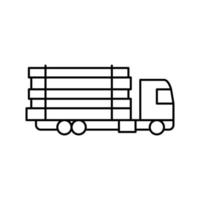 truck transportation wood timber line icon vector illustration