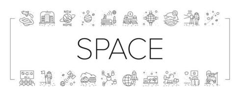 Space Base New Home Collection Icons Set Vector