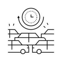 tiempo de espera en la ilustración de vector de icono de línea de atasco de tráfico