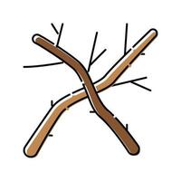 twig wood timber color icon vector illustration