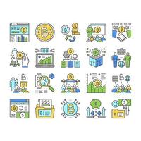 Ico Initial Coin Offer Collection Icons Set Vector