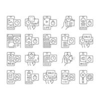 Ephemeral Content Collection Icons Set Vector