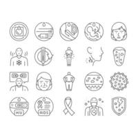 hiv aid health medical ribbon icons set vector