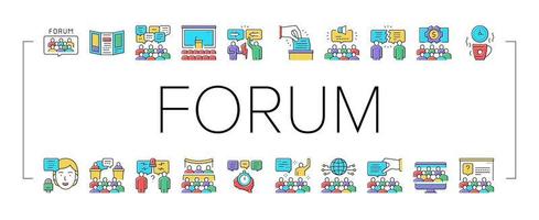 Forum People Meeting Collection Icons Set Vector