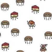 dessert character food cake vector seamless pattern