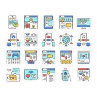 Internet Social Media Collection Icons Set Vector