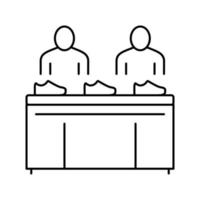 shoe conveyor control workers line icon vector illustration