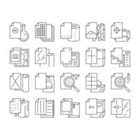 Paper List For Printing Poster Icons Set Vector