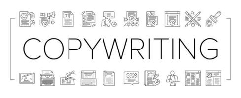 Copywriting Content Strategy Icons Set Vector