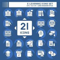 Icon Set E-Learning. related to Education symbol. long shadow style. simple design editable. simple illustration vector