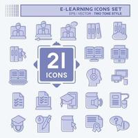Icon Set E-Learning. related to Education symbol. two tone style. simple design editable. simple illustration vector