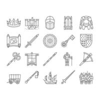 Medieval Warrior Weapon And Armor Icons Set Vector