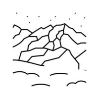montaña invierno línea icono vector ilustración