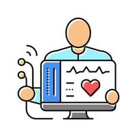 electrocardiogram health check color icon vector illustration