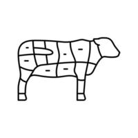 ilustración de vector de icono de línea de carne de vaca de solomillo