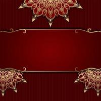 Red background with golden mandala ornament vector