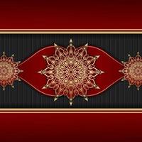 Red background with golden mandala ornament vector