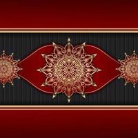 Red background with golden mandala ornament vector